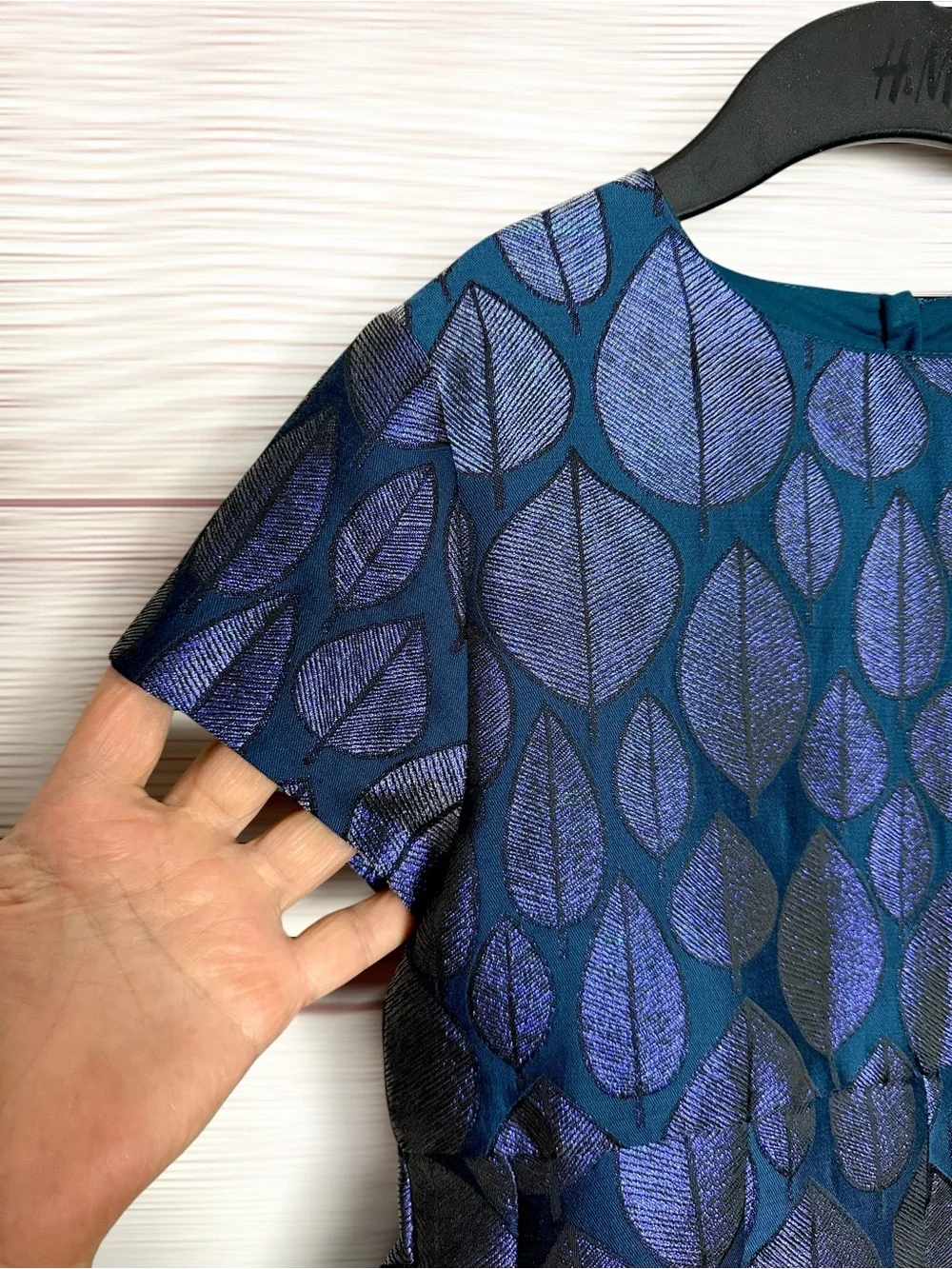 NWT Jacadi Paris Teal with Purple Shiny Leaf Jacquard Occasion Dress 10 (140)